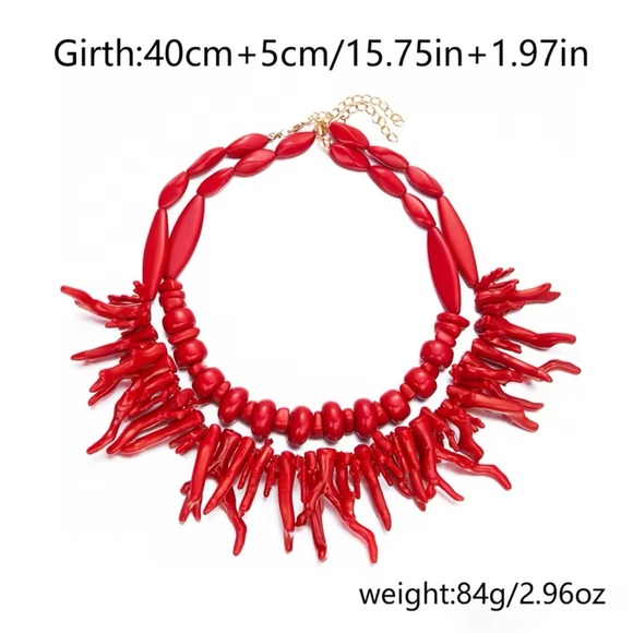 Zara Red Statement Necklace - Picture 4 of 16